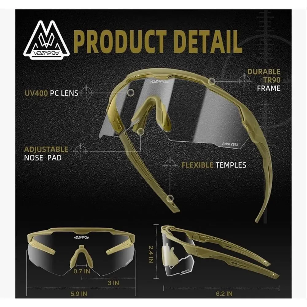 VOZAPOW Shooting Glasses Anti Fog with High Definition Lenses, ANSI Z87+ Certifi